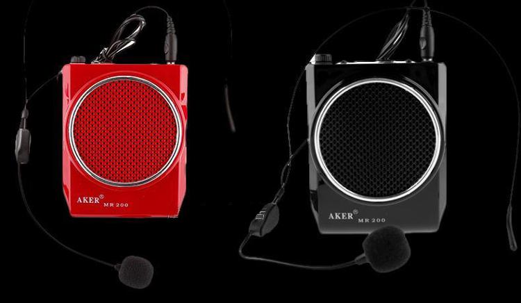 
                                        爱课(AKER)MR200音响LED显示屏FM收音录音便携腰挂喊话器小蜜蜂扩音器(红色)                