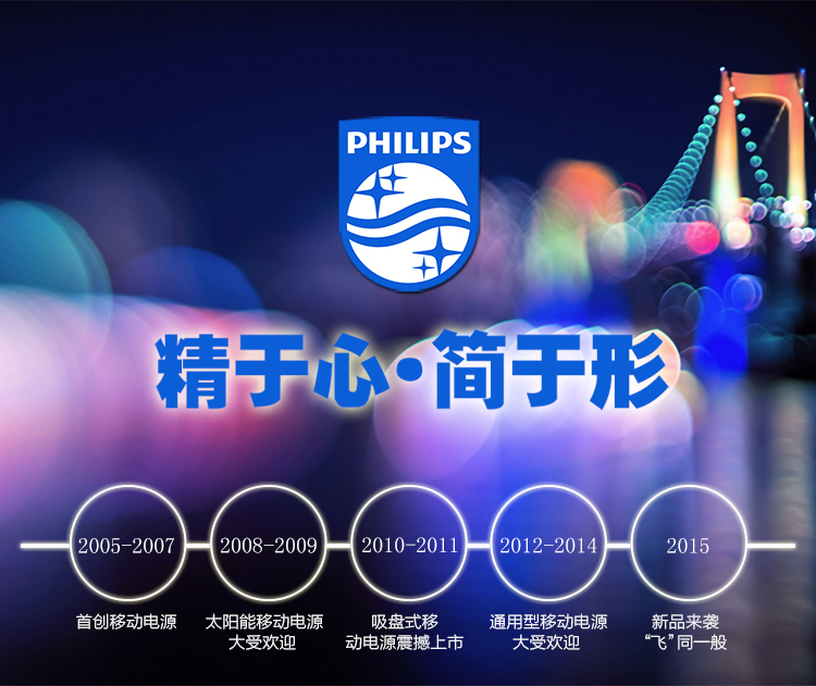 飞利浦 7800毫安 移动电源/充电宝 双USB输出 DLP2072 白色