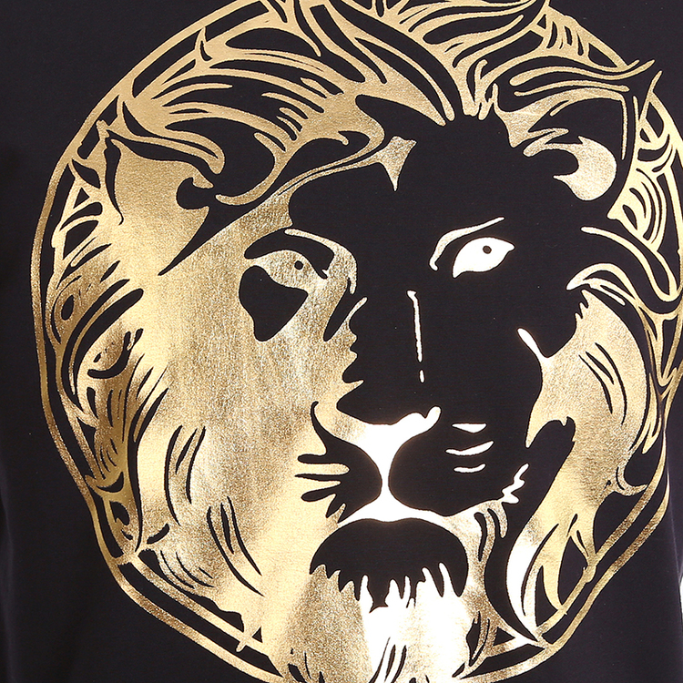 versace-versus 范思哲-范瑟丝 男士黑色混纺金色狮子logo头像短袖 bu