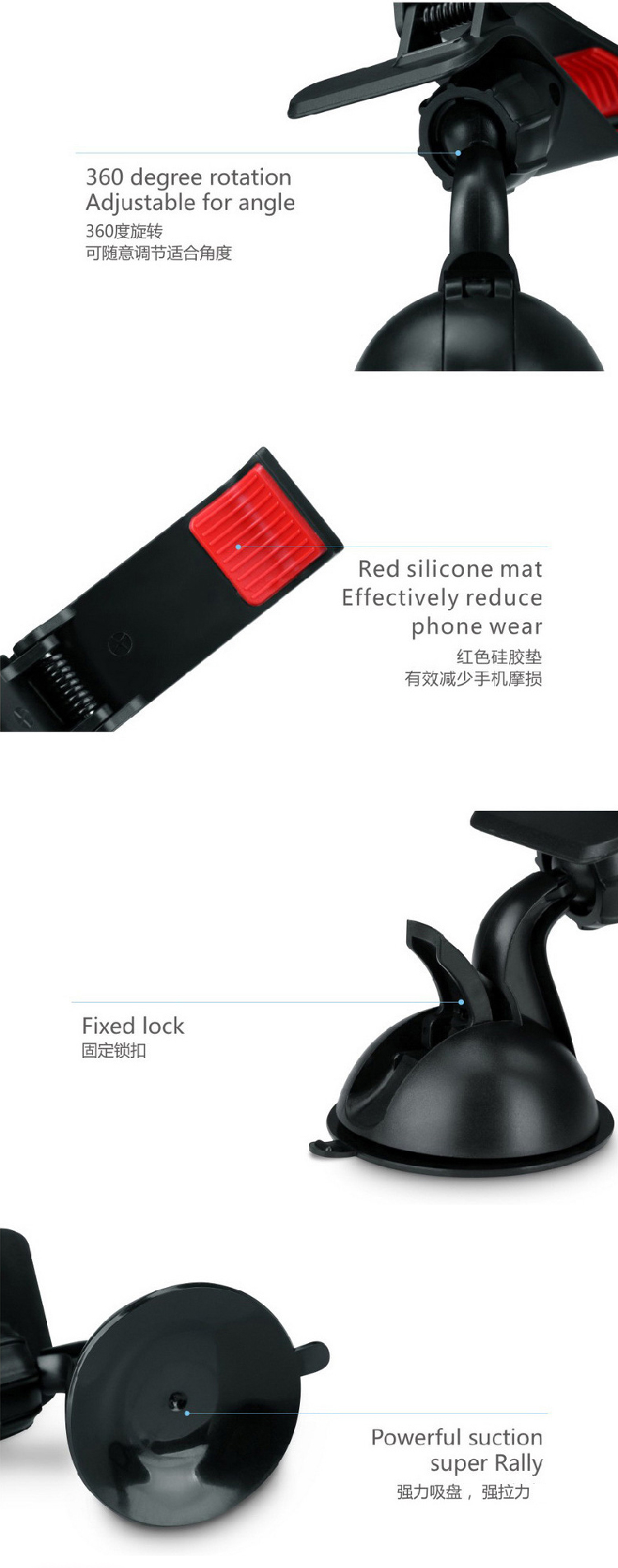 
                                        朗客 多功能手机支架磁吸夹式适用于车载出风口/书桌适用于适用于7英寸以下屏手机或导航设备 黑                