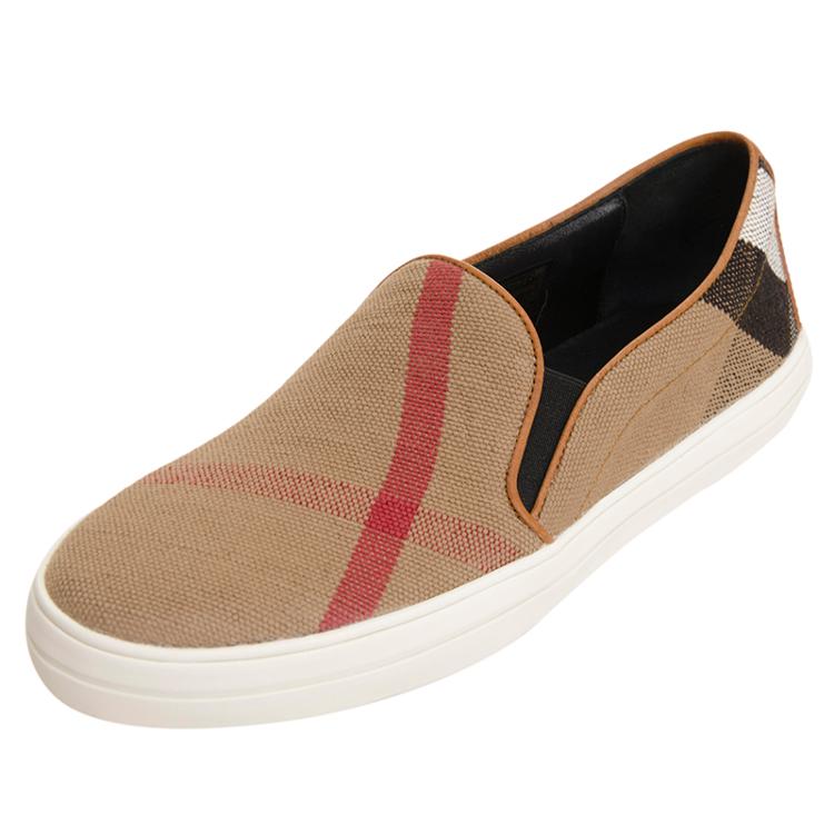 burberry 巴宝莉 女款棕褐色织物套穿式休闲鞋 39458901 37码