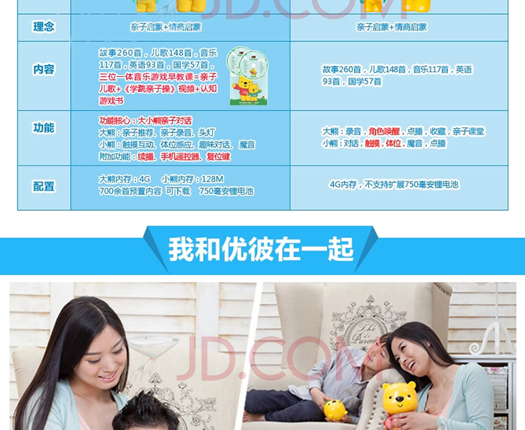 
                                        【京东超市】优彼亲子熊学前家教机三代 优比宝贝家ubbie小熊早教机故事机 语音互动优彼熊玩具 手机APP遥控                