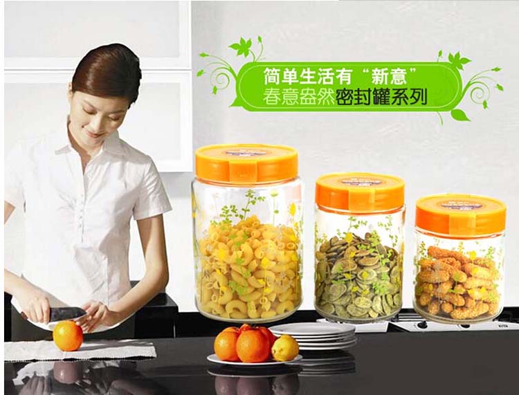 
                                        【京东超市】振兴 YH5885 印花玻璃密封罐900ml                
