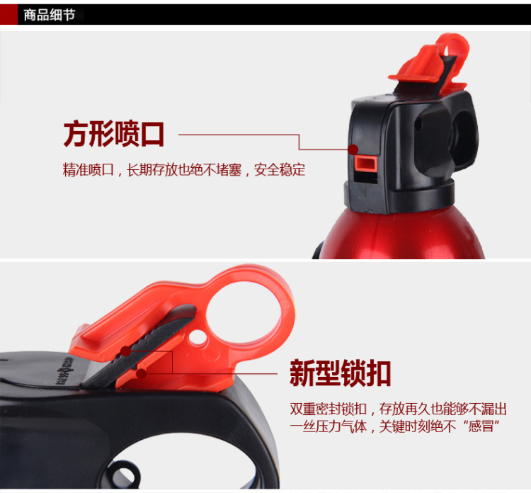 
                                        汽车灭火器 车载灭火器 家用车用干粉灭火器 汽车安全用品 大火苗-黑色单瓶520g                