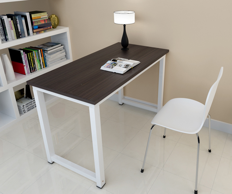 香可 台式电脑桌 笔记本书桌 简约办公桌120*60*75cm黑胡桃 白架