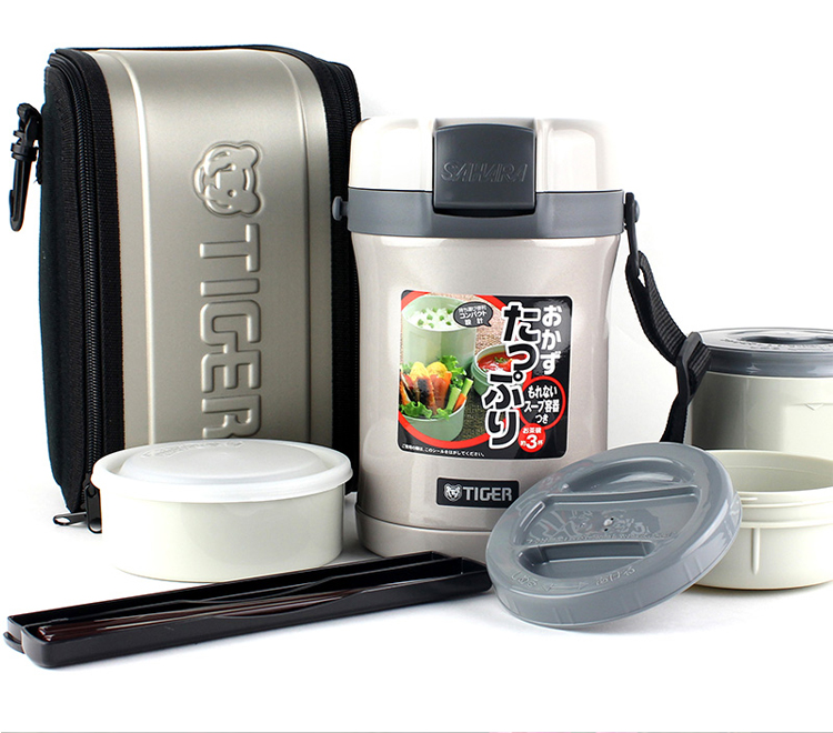 虎牌（Tiger） 饭盒 1700ml不锈钢真空保温提锅便当（配袋）LWU-B17C-SE