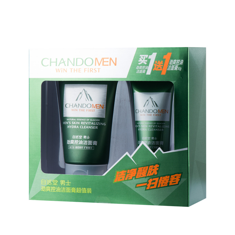 
                                        自然堂（CHANDO）男士劲爽控油洁面膏超值装 100g+50g（男士洗面奶）                