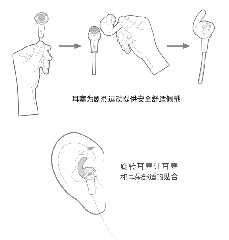 JBL Reflect 专业运动耳机 入耳式 手机通话线控 防水防汗 红色苹果版