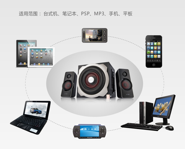 
                                        奋达（F&D）A511 2.1台式 多媒体音箱 木质 游戏 低音炮 音响                