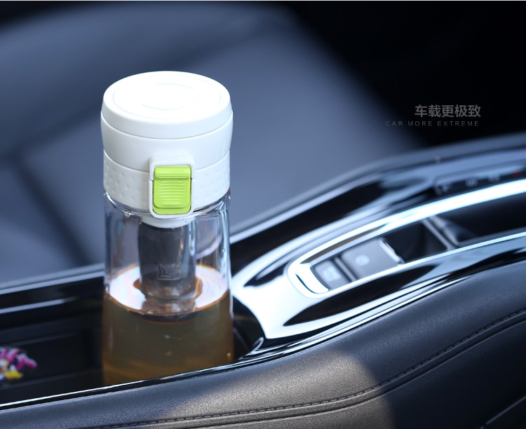 绿珠lvzhu 500ml休闲风格便携防漏旅行运动茶水分离随手塑料水杯PC528浅灰色