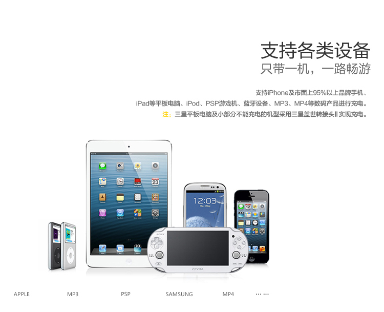 
                                        品胜 易充四代户外版 移动电源/充电宝 7500毫安 白色 LED手电照明 适用于苹果/三星/华为/小米手机/平板等                