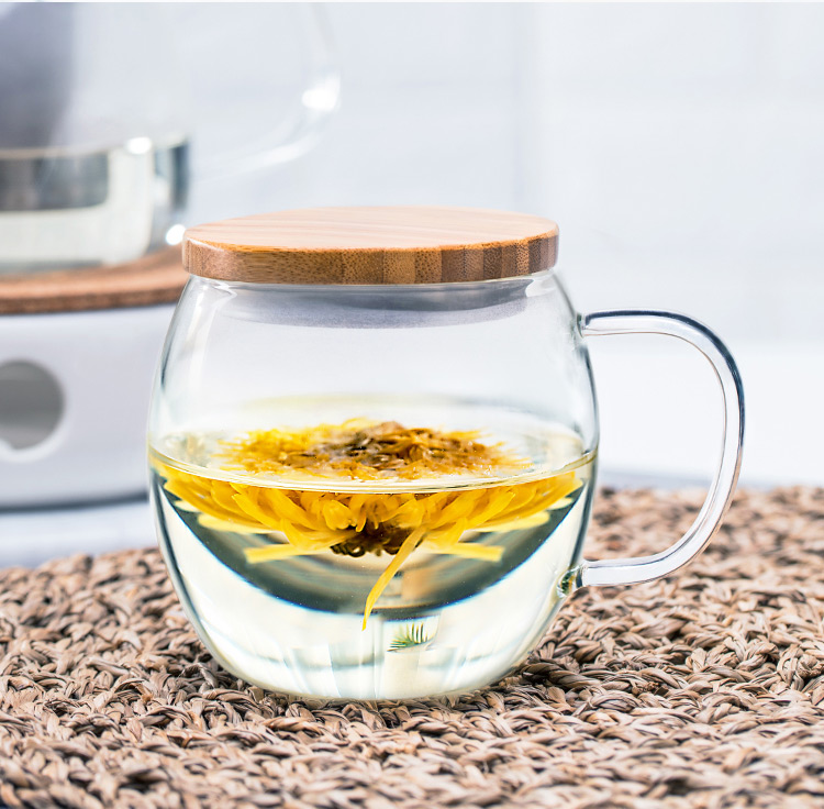 佳佰 500ml办公茶杯 纯手工吹制加厚高硼硅耐热透明玻璃杯子
