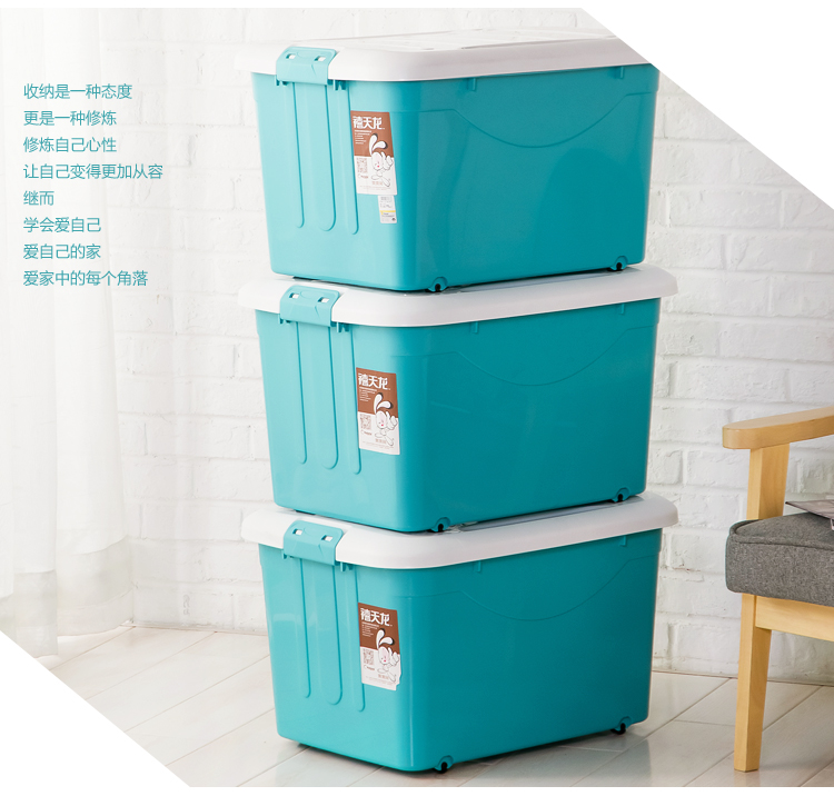 
                                        
                                        禧天龙Citylong 塑料收纳箱整理箱大号环保储物箱3个装 天蓝色60L 6063                