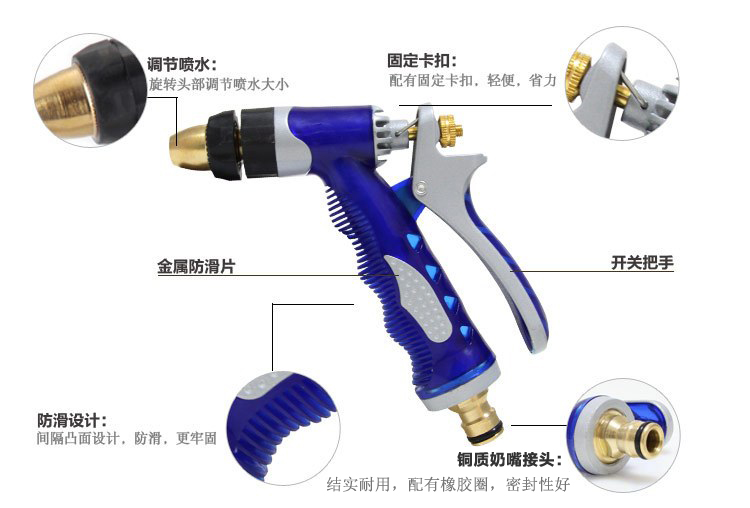 
                                                                                车旅伴高压家用洗车水枪套装 庭院清洗喷枪园艺浇花水枪 全铜喷枪头 无水管套装 蓝色 HQ-C1198                