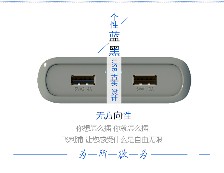 飞利浦 7800毫安 移动电源/充电宝 双USB输出 DLP2072 白色