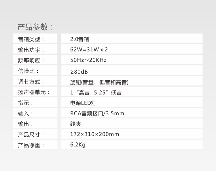 奋达（F&D） R50 豪华全木质对箱/2.0多媒体音箱 62W超大功率 5.25寸低音单元 京东版