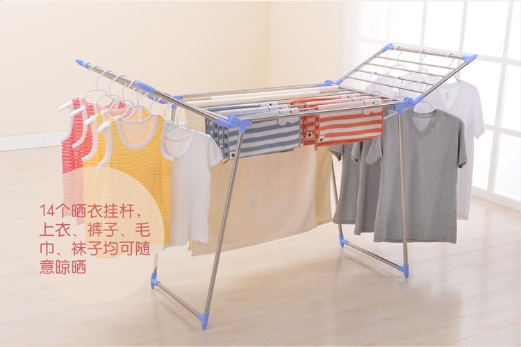 
                                        
                                                            日益新 晾衣架 衣架 欧式不锈钢晾衣架 落地折叠晒衣架 免安装室内阳台户外大尺寸晒被架 RYX-02-022                