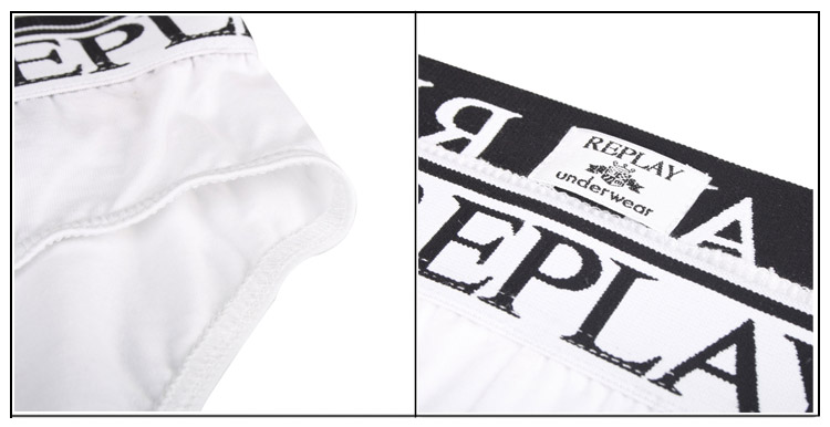 replay 男士时尚白色莱卡棉三角内裤二条装 m602001 p01 m