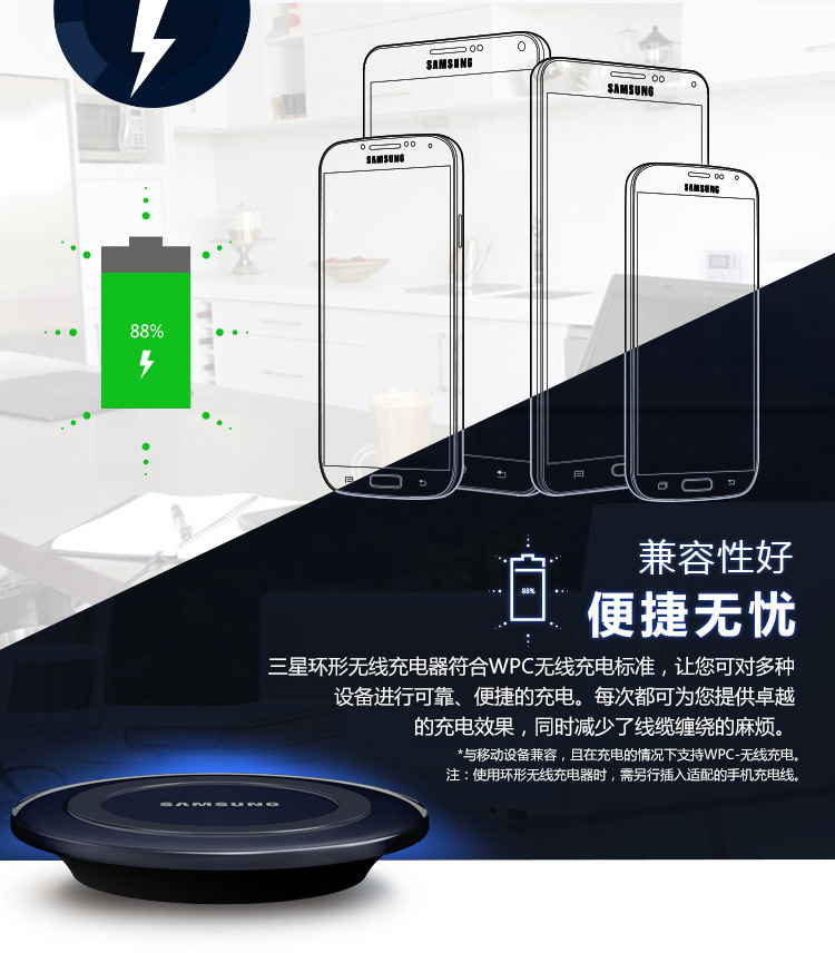 
                                三星（SAMSUNG）S6/S6edge手机 原装环形无线充电器 黑色            