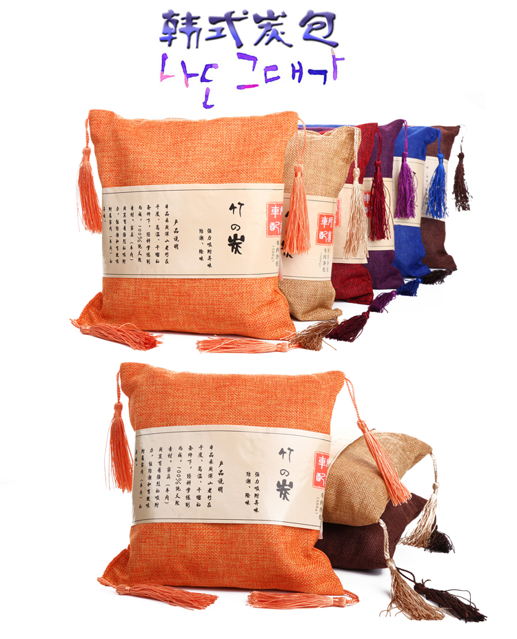 研美车配 车家两用除味除甲醛韩式麻料竹炭包 新车新房净味碳包3000克（500g*6包）