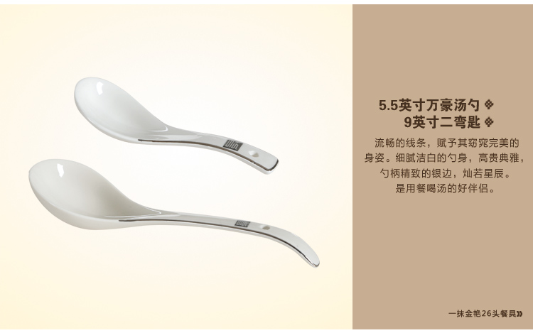 
                                        顺祥纯白简约26头骨玉瓷浮雕金边餐具套装（微波炉可用）                