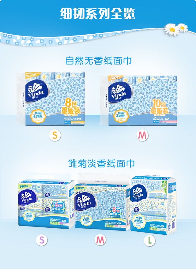 维达 抽纸 细韧3层150抽*8包 量贩装(小规格)