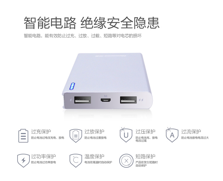 纽曼（Newmine）C102 聚合物电芯 双USB输出 摇一摇显示电量 移动电源/充电宝 10000毫安 金色