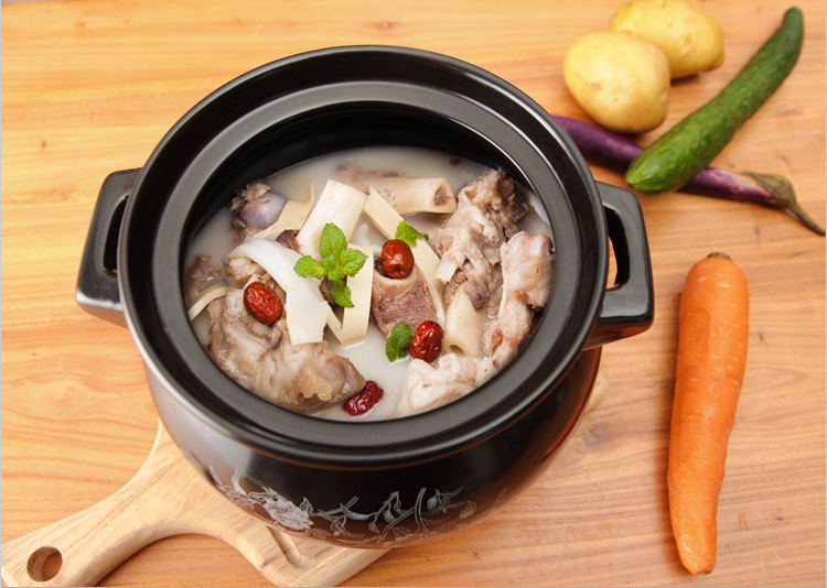 泥火匠 汤煲 5000ml釉下养生汤煲(黑色) 大号陶瓷耐热砂锅 汤锅