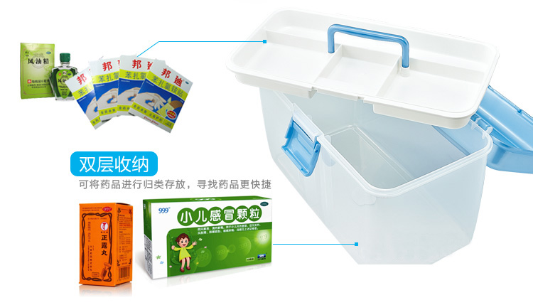 
                                        
                                                            茶花收纳箱口罩收纳盒整理箱子储物箱塑料箱家用药箱药盒式多层9.5L 2605                
