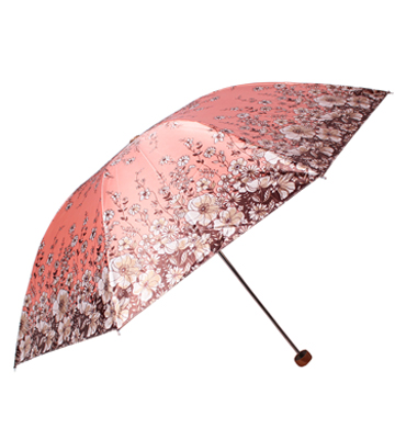 天堂伞 花色丁高密聚酯防紫外线三折钢伞晴雨伞 淡湖兰 308T