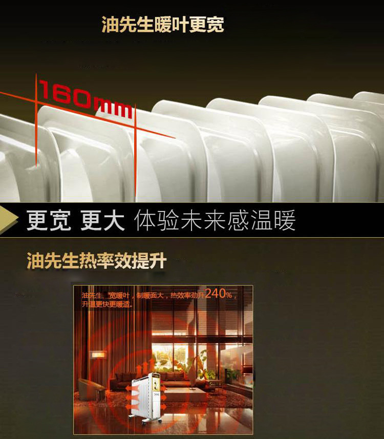 
                                        艾美特（Airmate）取暖器/家用电暖器/电暖气 13片电热油汀 HU1317-W                