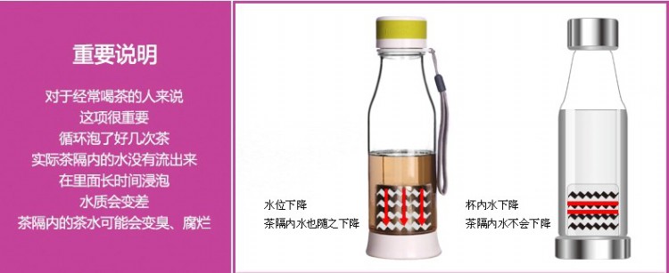 heisou 防漏简约随手杯560ml 便携塑料带茶漏杯 KG389 日光橙