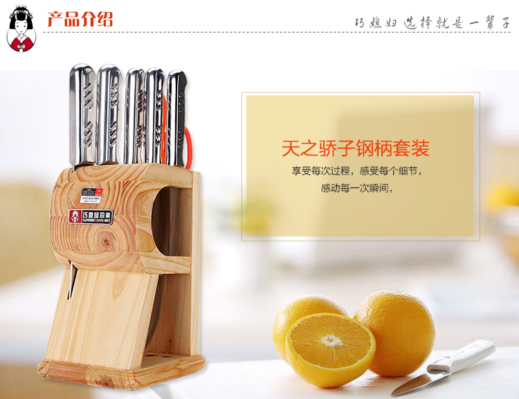 
                                        
                                        巧媳妇 天之骄子钢柄八件套刀 刀具套装T-028                