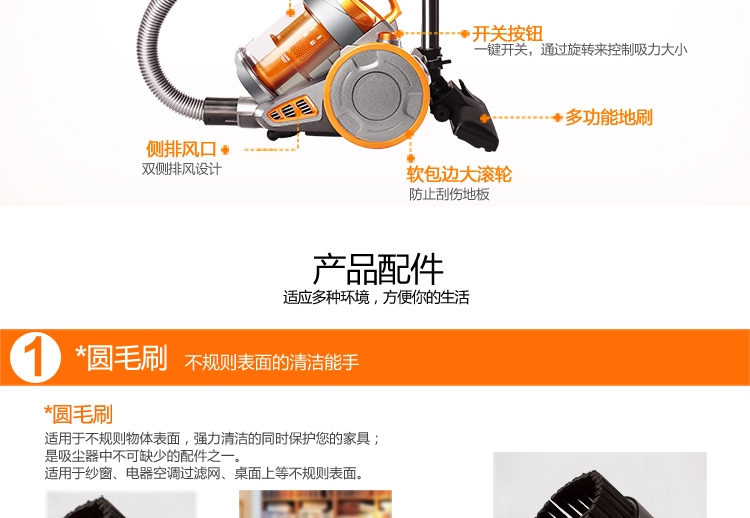 海尔（Haier）吸尘器 ZW1401A 无耗材迷你旋风 家用