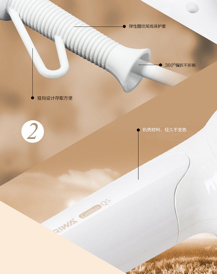 
                                        雷瓦(RIWA) 电吹风机 家用1200W茉莉清香 白色Q5 送女友生日礼物                