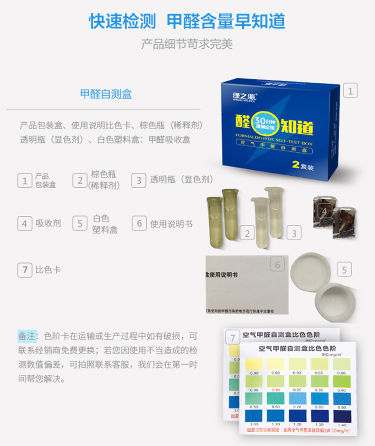 
                                        
                                        绿之源 醛知道空气甲醛检测盒 甲醛自测盒家用（2次装)                