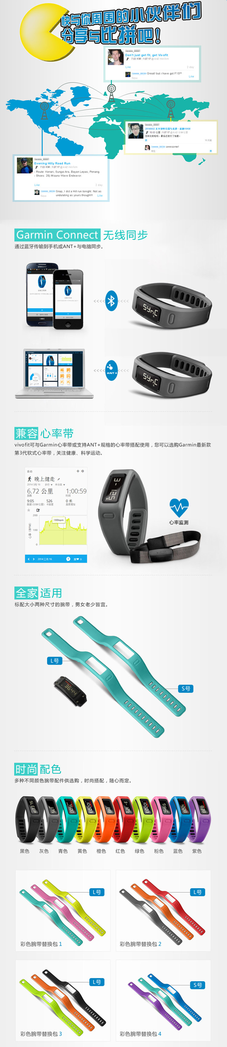 佳明（GARMIN） vivofit橙色 智能手环 健身腕带 睡眠监测 50米防水 计步器手表 无线数据传输