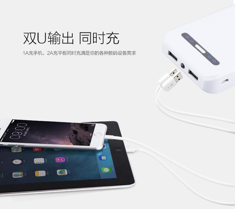 
                                        纽曼（Newmine）A100 双USB输出 便携 移动电源/充电宝 10000mAh 素雅版 手机平板通用                