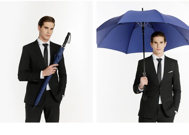 MAYDU Large Straight Handle Umbrella, 1.2 Meters Automatic Opening, Men's Business Umbrella M1125, Black 3