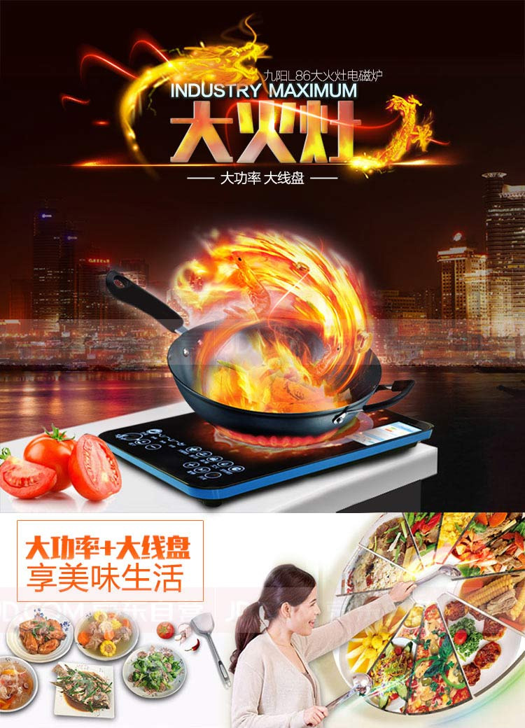 
                                        
                                                                                九阳（Joyoung）电磁炉 电池炉 火锅炉 电磁灶 智能定时 黑晶面板 2100W大火灶C21-L86 赠欧式汤锅+精铁炒锅                