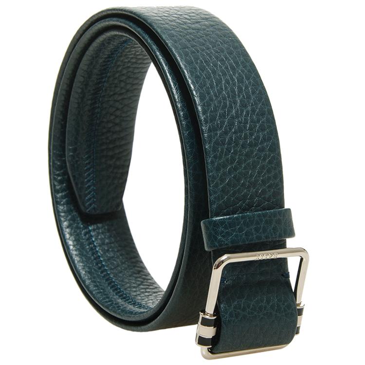 【bally 巴利男士腰带】bally 巴利 男士孔雀绿牛皮日字扣式腰带皮带