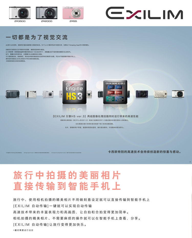 
                                        卡西欧（CASIO）EX-ZR55 数码相机  （1610万像素 3.0英寸液晶屏 10倍光学变焦 25mm广角） 白色                