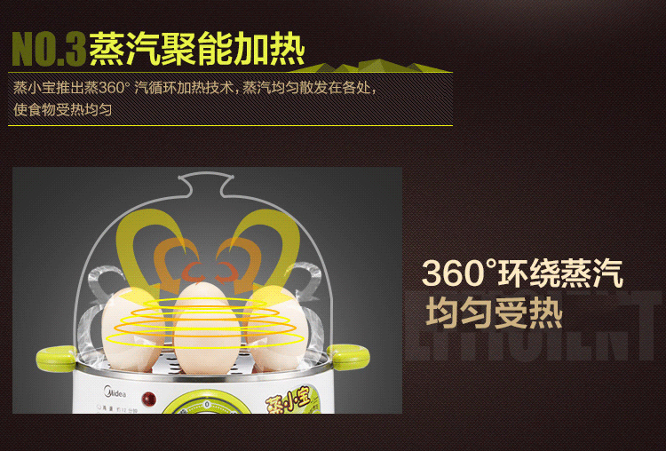 
                                        美的（Midea）煮蛋器SYH18-2A 家用早餐机 多用电蒸锅 智能防干烧                
