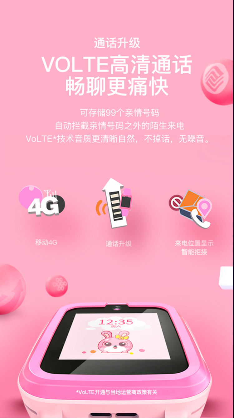 糖猫(teemo)tm-g1 4g 粉色 高清通话拍照gps定位防丢防水学生手机