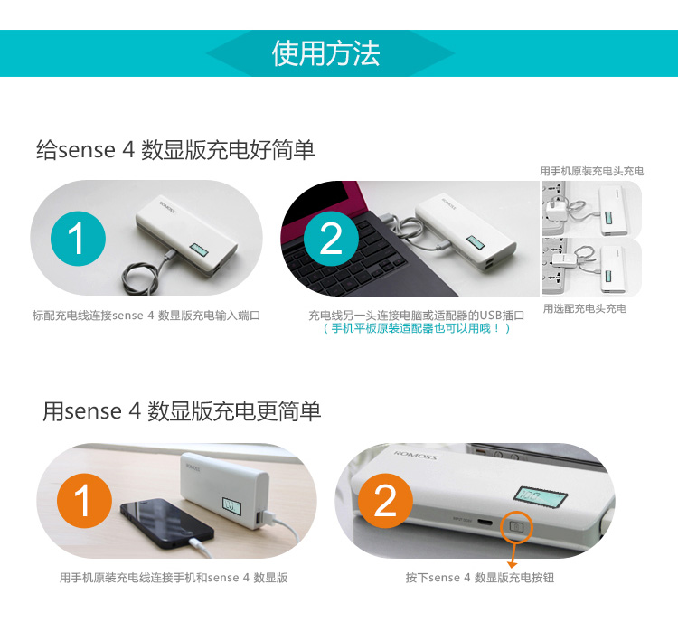 
                                        罗马仕（ROMOSS）10000毫安sense4P轻薄小巧迷你便携LED数显屏高清移动电源充电宝白色 适用于苹果华为小米                