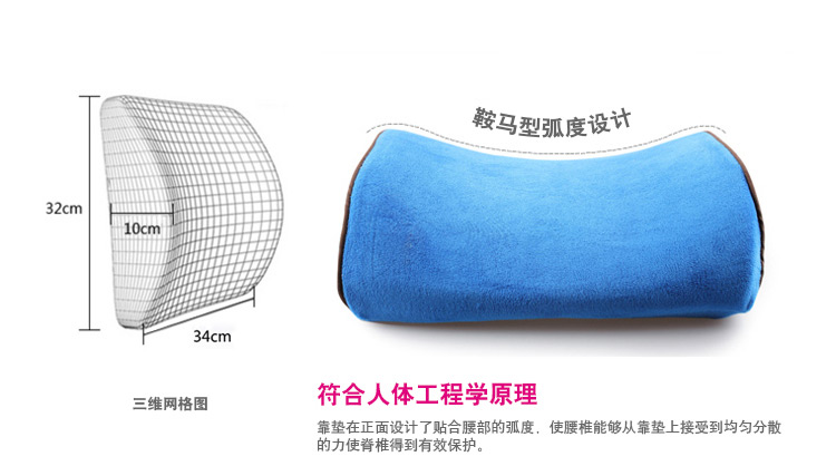 
                                        迎馨 床品家纺 慢回弹记忆棉腰靠垫 蓝色                