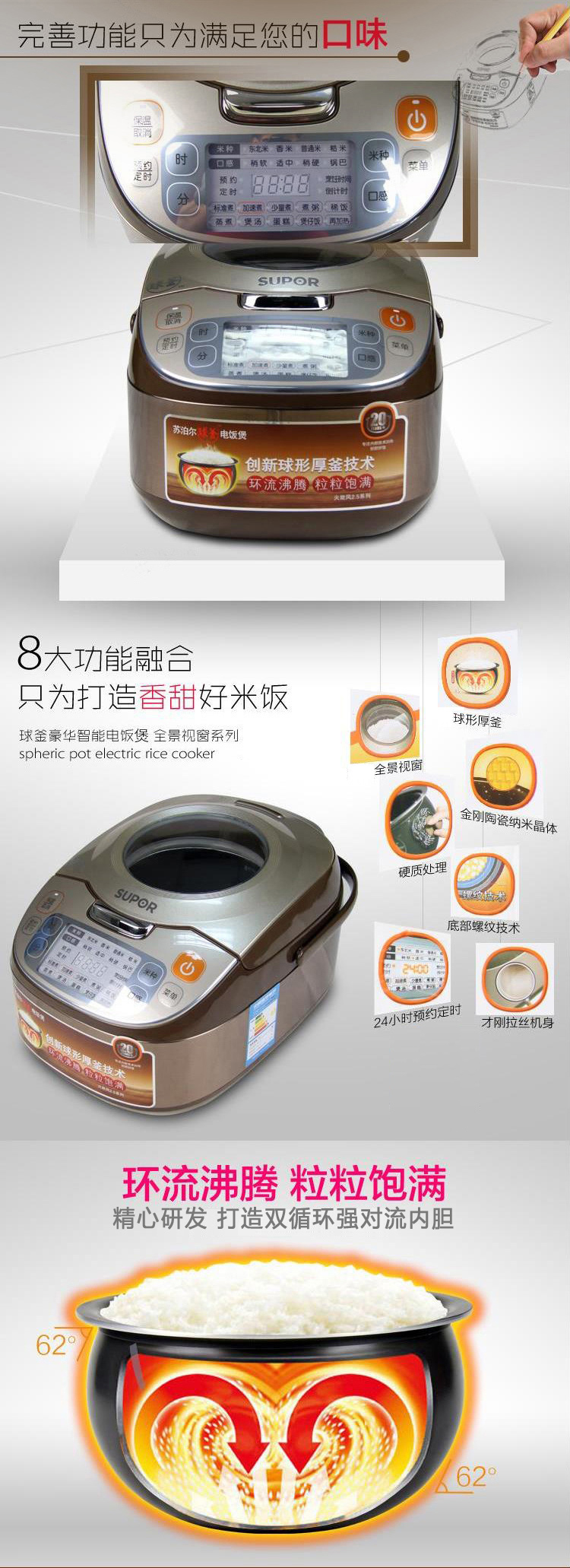 
                                        苏泊尔（SUPOR）电饭煲电饭锅4L容量全景视窗CFXB40FC28-75                
