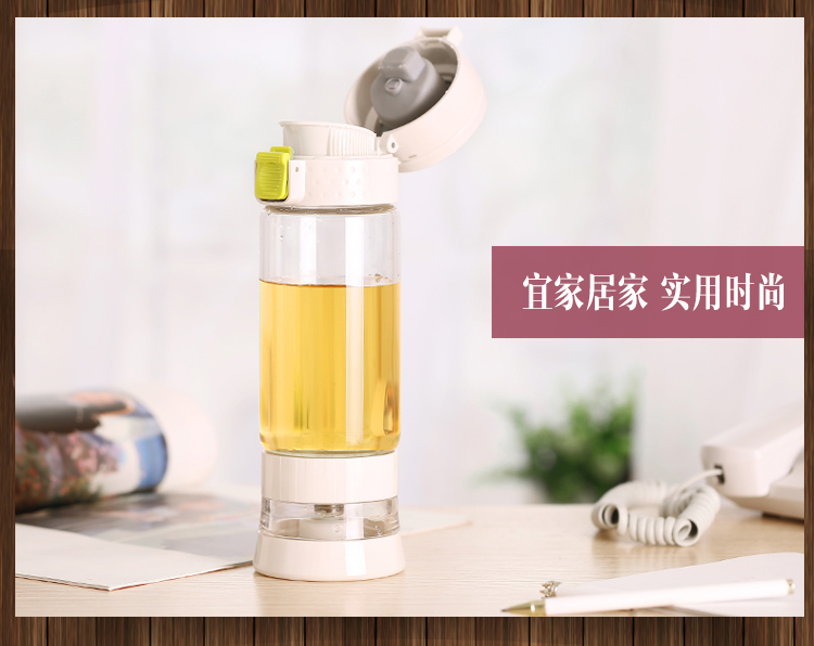 绿珠lvzhu 400ml玻璃杯子耐热防烫抗摔送杯套便携防漏透明男女士办公泡茶水杯B661