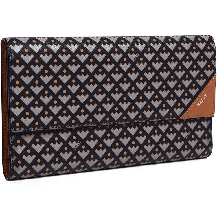 bally 巴利 男士黑色印花图案pvc长款钱包手拿包 balmhorn 101