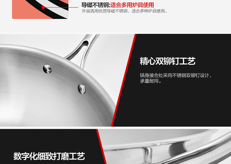 宜利客(iLike)  炒锅 304不锈钢带钢化玻璃盖不粘锅30cm LK6101